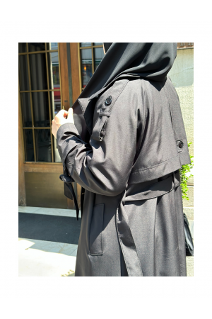 OVERSİZE TRENÇ - SİYAH